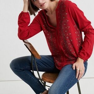 Lucky Brand Women's Mix Print Button Up Blouse Size M